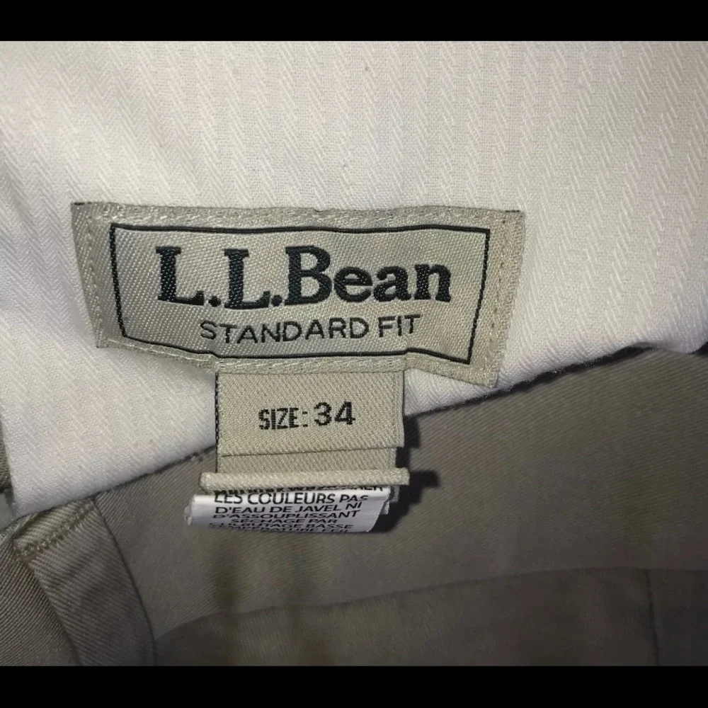 LL Bean Chino Pants Mens 34x34 Tan Excellent Pleated Standard Fit Khaki Trousers